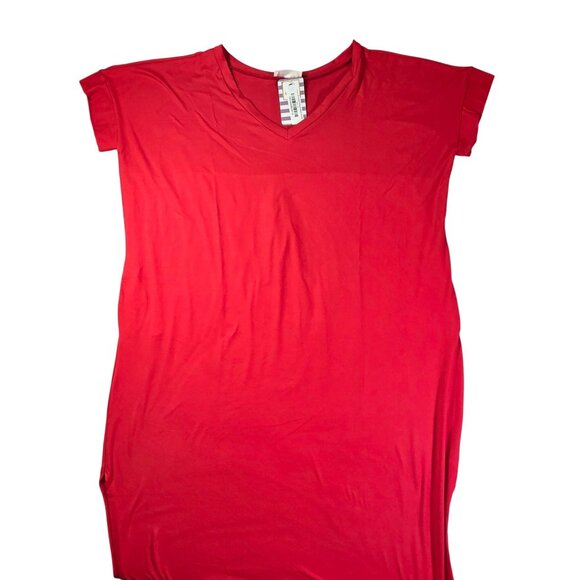 Zenana Maxi Dress Womens XL Red Brushed V-Neck Pockets Side Split Casual  New - Picture 5 of 11